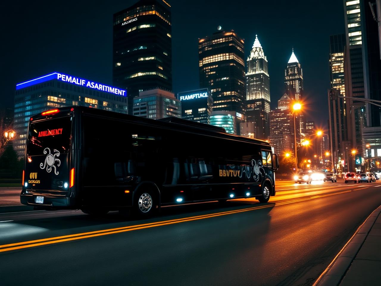 Black luxury party bus in Atlanta