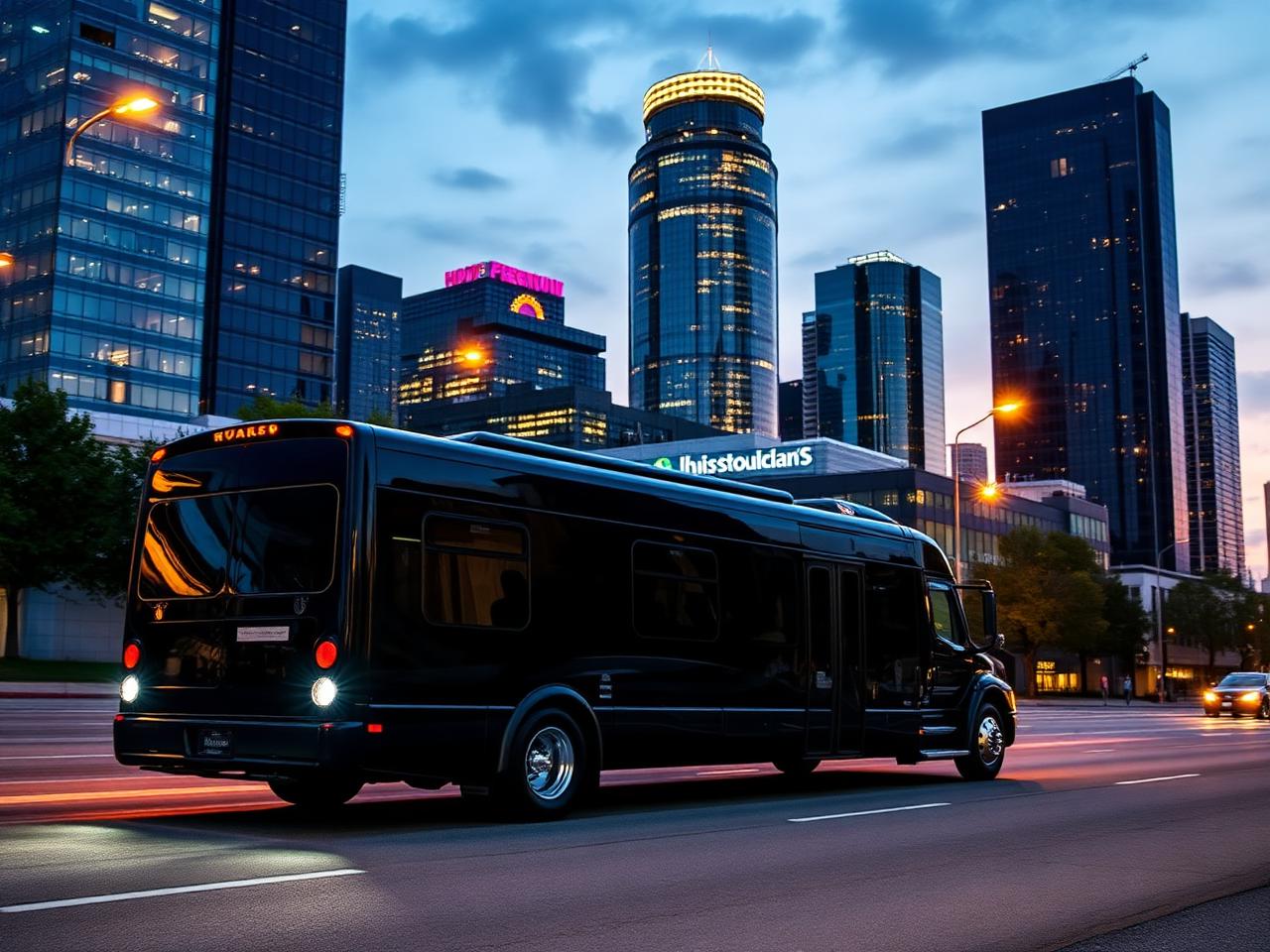 Black luxury party bus in Houston