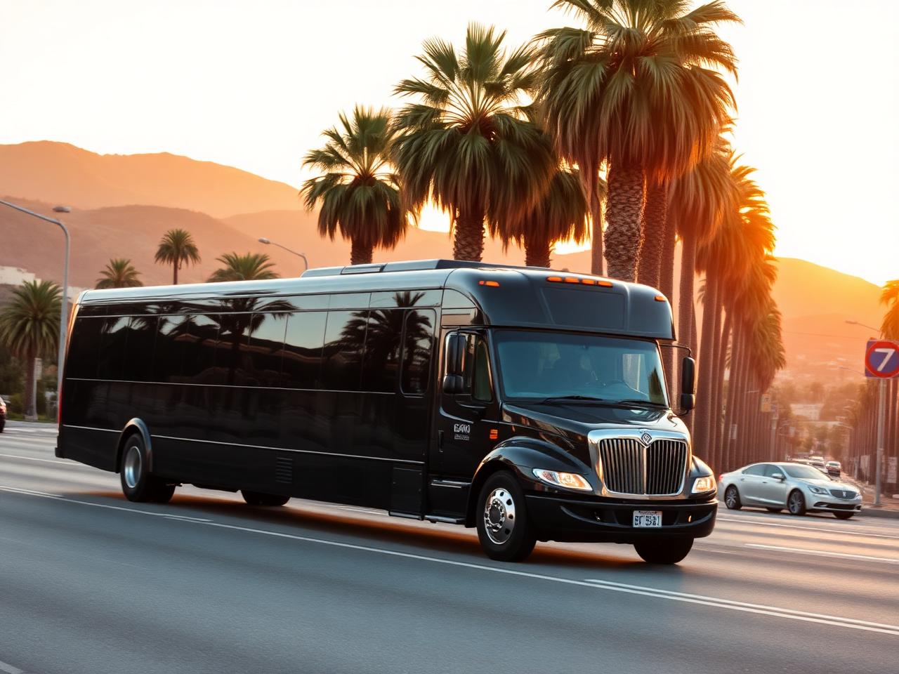 Black luxury party bus in Los Angeles