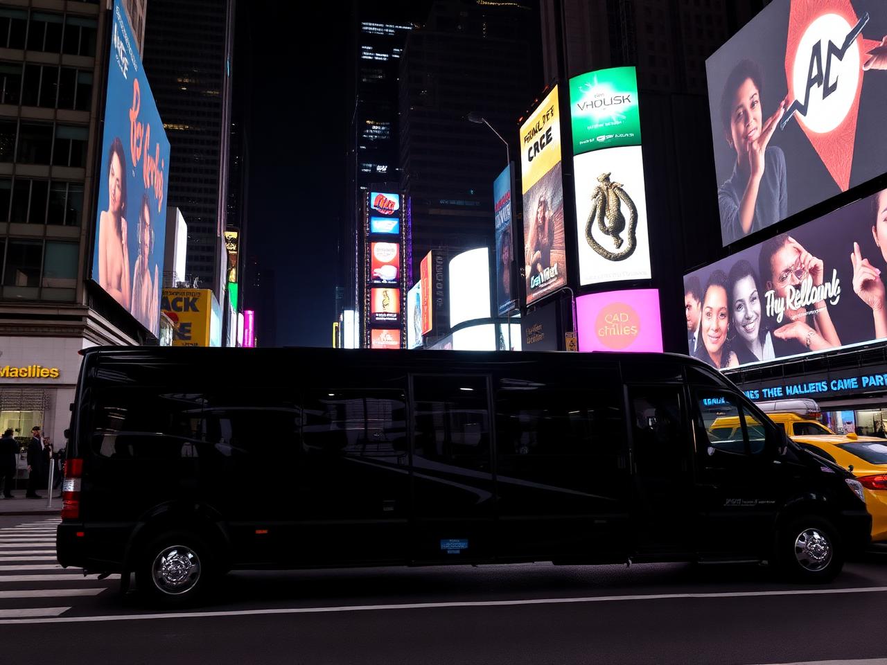 Black luxury party bus in New York
