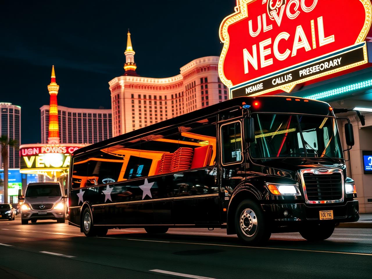 Black luxury party bus in Las Vegas